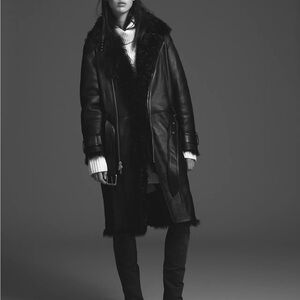 BLK DNM black  Leather fur Coat